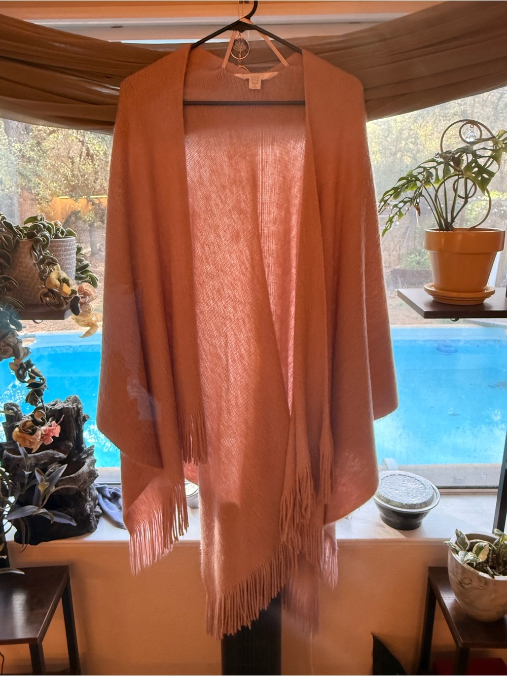 LC Lauren Conrad Dusty Pink Fringed Throw Wrap